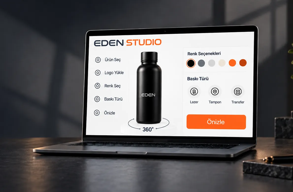Eden Studio interface: choosing product, colour and print type