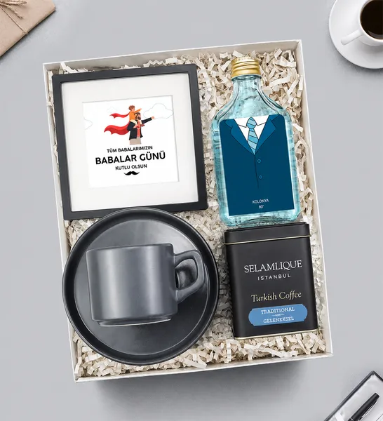 Fincan & Kolonya & Kahve & Çerçeve Babalar Günü Hediye Seti