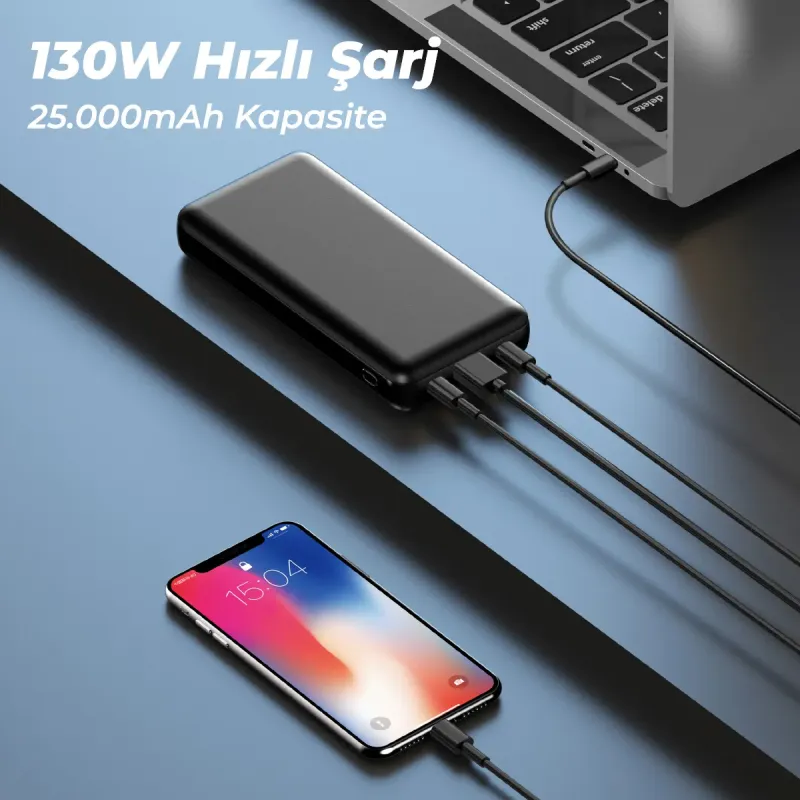 25000mAh 130W Super Fast Power Bank Laptop Notebook Macbook Portable Charger — detail
