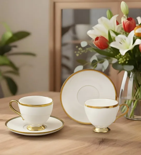 Porcelain Cup Scarf Coffee Gift Set for Women — detail