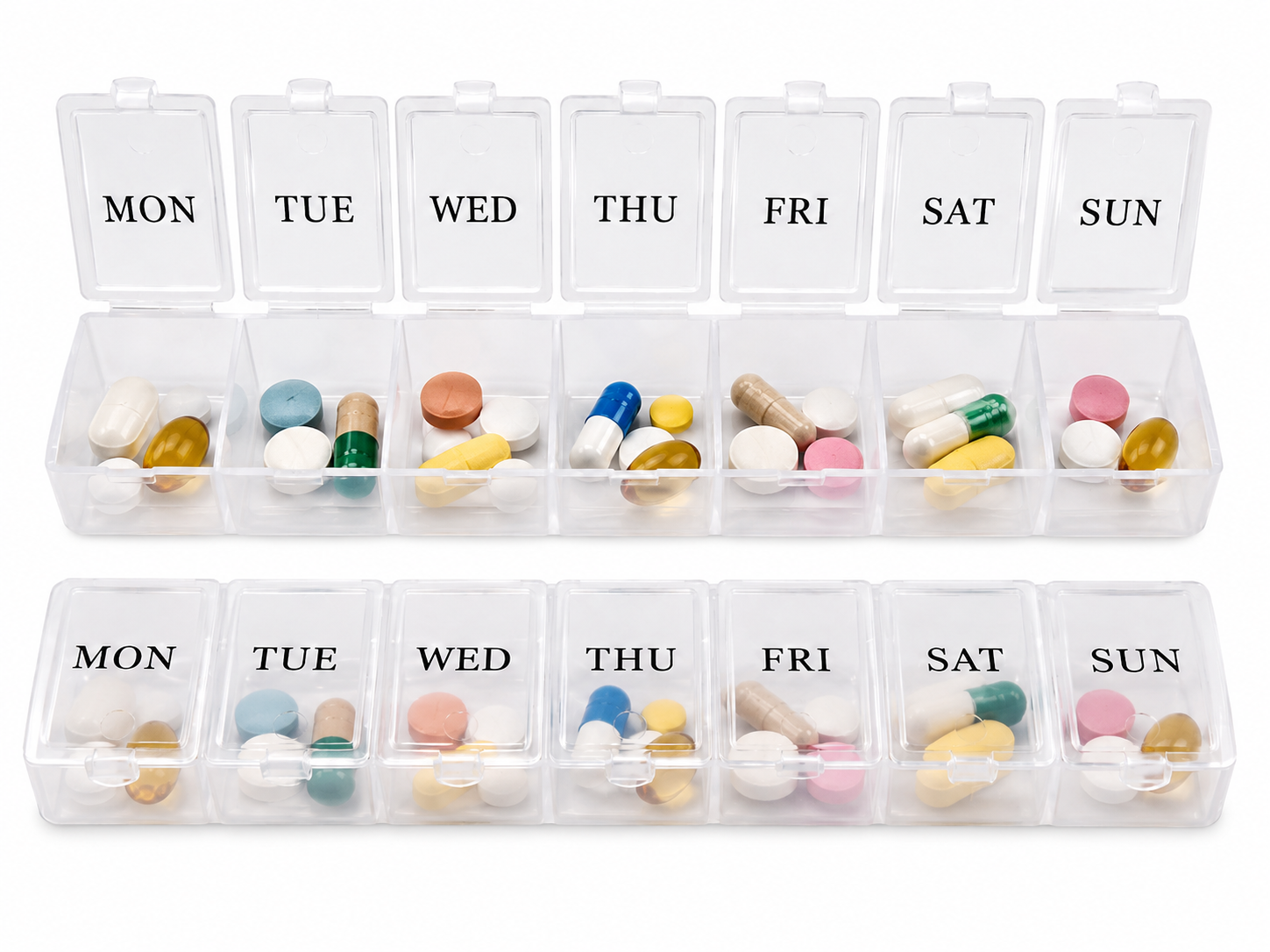 2 Piece Clear Pill Box Organizer — detail