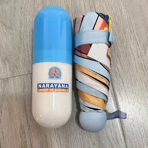 İlaç Kapsülü şeklinde Kılıflı Özel Desenli Mini Katlanır Cep Şemsiyesi