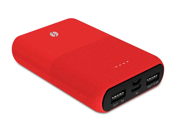 S-link IP-S110 10000mAh 2*USB Ports+Micro+Type C Power Bank Red Portable Battery Charger — detail