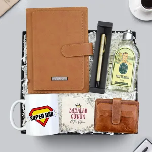 Defter & Kalem & Eyüp Sabri Tuncer Tıraş Kolonyası & Kupa & Hakiki Deri Kartlık Hediye Seti
