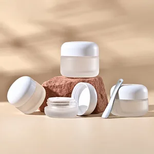 Yuvarlak Tabanlı Beyaz Kapaklı Cam Krem Kavanozu