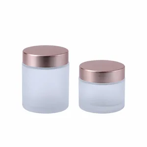 Rose Gold Kapaklı Buzlu Cam Krem Kavanozu