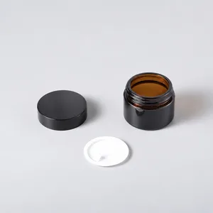 Siyah Kapaklı Amber Cam Krem Kavanozu
