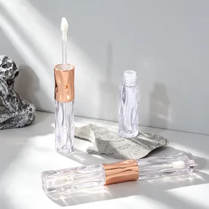 Dalgalı Şeffaf Çift Uçlu Rose Gold Lip Gloss Ambalajı – 2 + 2 ml