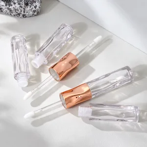 Dalgalı Şeffaf Çift Uçlu Rose Gold Lip Gloss Ambalajı – 2 + 2 ml