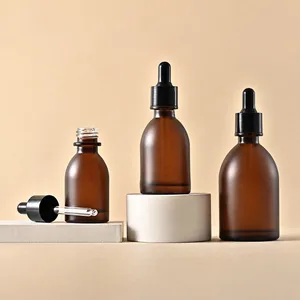 Bambu Kapaklı Amber Cam Damlalıklı Şişe – 30, 50 ve 100 ml
