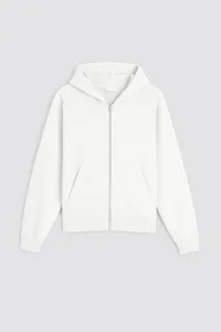 Temel Tam Fermuarlı Kapüşonlu Sweatshirt