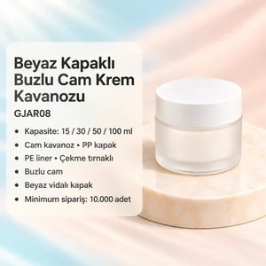 Beyaz Kapaklı Buzlu Cam Krem Kavanozu