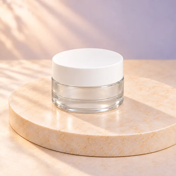 Frosted Glass Jar with Matte White Cap (detail)