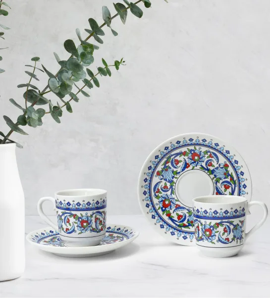 Traditional Patterned Turkish Coffee Cup & Copper Coffee Pot & Turkish Coffee Gift Set — detail