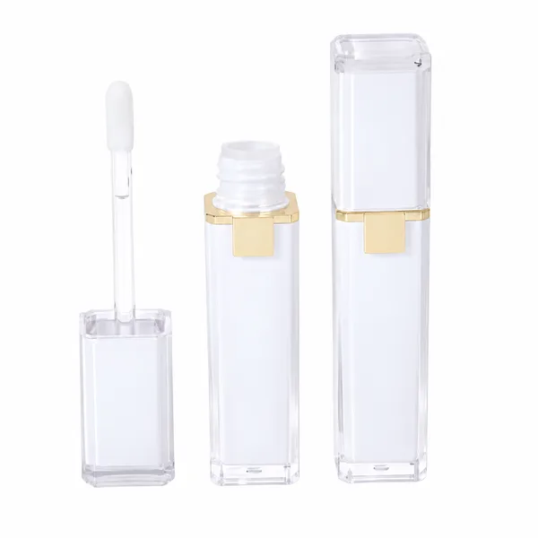 Altın Bantlı Beyaz Kare Lip Gloss Ambalajı – 3 ml