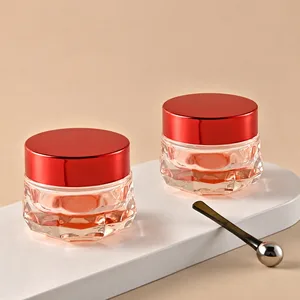 Kırmızı Kapaklı Fasetli Cam Krem Kavanozu – 30 g