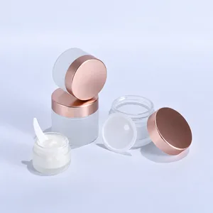 Rose Gold Kapaklı Buzlu Cam Krem Kavanozu