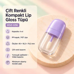 Çift Renkli Kompakt Lip Gloss Tüpü 4 ml