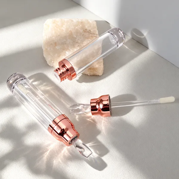 Şeffaf Kristal Başlıklı Rose Gold Lip Gloss Ambalajı – 8 ml