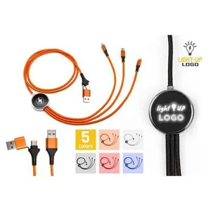 6’sı 1 Arada Işıklı Logolu USB Şarj Kablosu