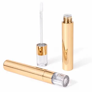 Altın Gövdeli Şeffaf Kapaklı Uzun Lip Gloss Ambalajı – 5 ml