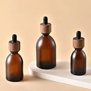 Bambu Kapaklı Amber Cam Damlalıklı Şişe – 30, 50 ve 100 ml