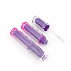 Mor İç Hazneli Şeffaf Pembe Lip Gloss Ambalajı – 5 ml