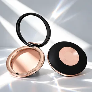 Siyah Rose Gold Halkalı Oval Aynalı Pudra Kutusu – 15 g
