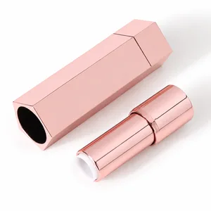 Rose Gold İç Tüplü Pembe Beşgen Ruj Ambalajı – 3,8 g