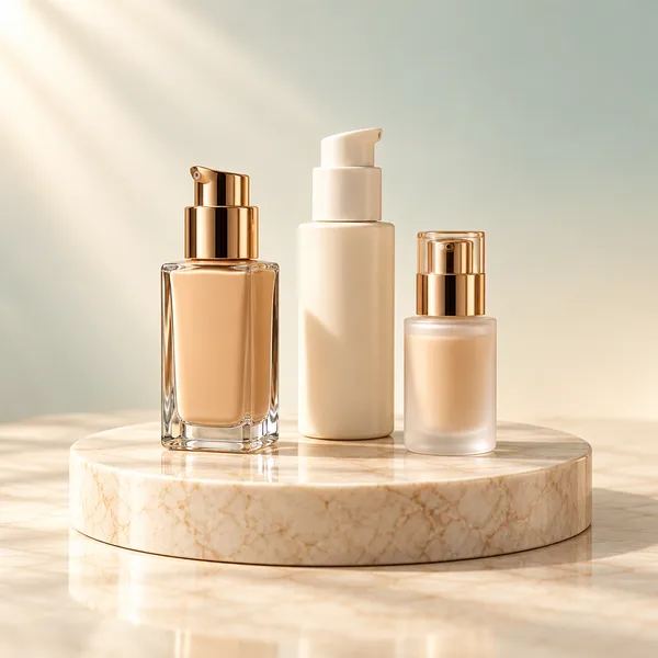 Plastic and Glass Foundation Bottles