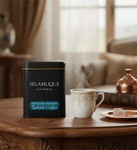 Porselen Fincan & Türk Kahvesi & Su Kadehi & Sunum Peçetesi Hediye Seti