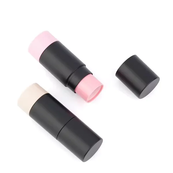 Pembe ve Krem Detaylı Siyah Silindirik Stick Ambalaj – 5 g