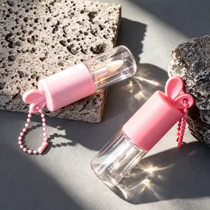 Tavşan Kulaklı Zincirli Pembe Lip Gloss Ambalajı – 9 ml