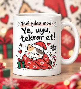 Kedili Kupa ve Ayıcıklı Yılbaşı Hediye Seti