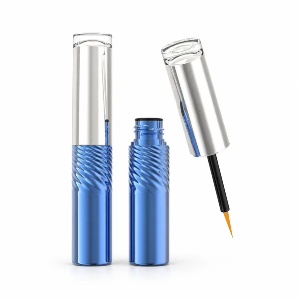 Gümüş Kapaklı Dokulu Mavi Eyeliner Ambalajı – 6 ml (detay)