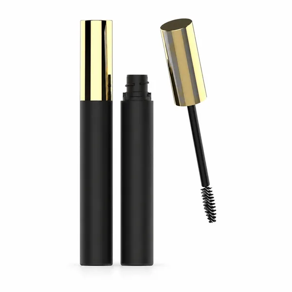 Black Mascara Packaging with Flat Gold Cap, 12 ml (detail)