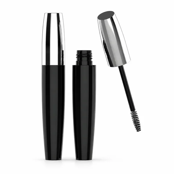 Tapered Round Body Silver Cap Mascara Packaging (detail)