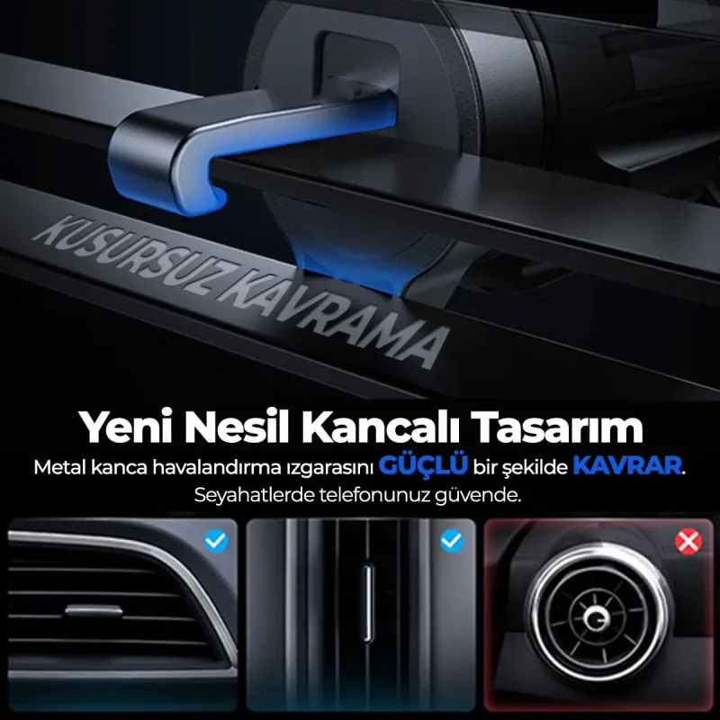 Woyax MagSafe Mıknatıslı Kablosuz Soğutmalı Şarjlı ProMag Araç İçi Telefon Tutucu Araba Telefon Tutacağı iPhone/Android