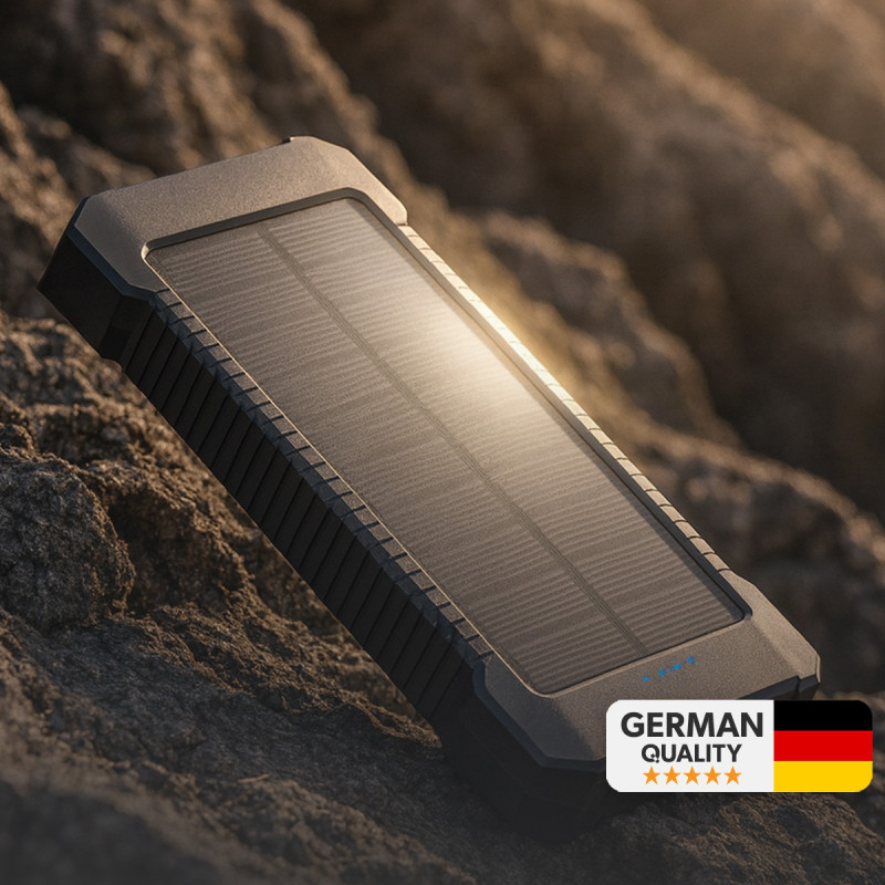 Woyax Solar Powered Power Bank 10000mAh LED Light Portable Battery Charger Black — detail