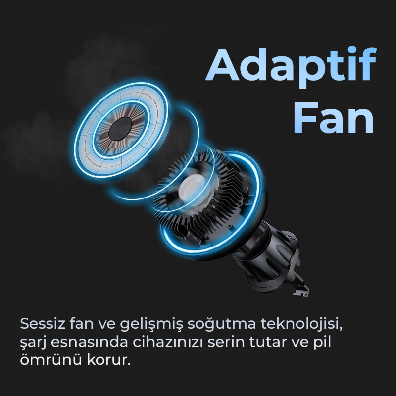 Woyax MagSafe Mıknatıslı Kablosuz Soğutmalı Şarjlı ProMag Araç İçi Telefon Tutucu Araba Telefon Tutacağı iPhone/Android