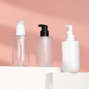 Düz Omuzlu Pompalı PET Kozmetik Şişesi – 200 ml
