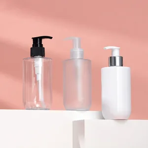 Düz Omuzlu Pompalı PET Kozmetik Şişesi – 200 ml