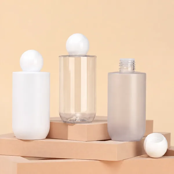 Oval Başlıklı PET Kozmetik Şişesi – 200 ml (detay)