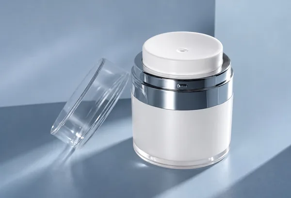 Gümüş Detaylı Basma Diskli Airless Krem Kavanozu