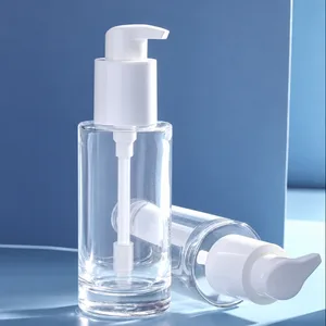 Geniş Beyaz Pompalı Silindirik Cam Şişe – 100 ml