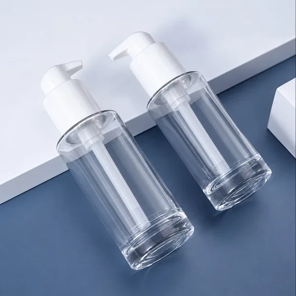 Geniş Beyaz Pompalı Silindirik Cam Şişe – 100 ml (detay)