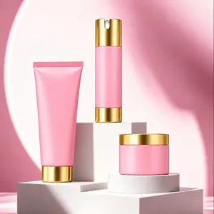 Pembe ve Altın Detaylı Tüp, Airless Şişe ve Kavanoz Koleksiyonu