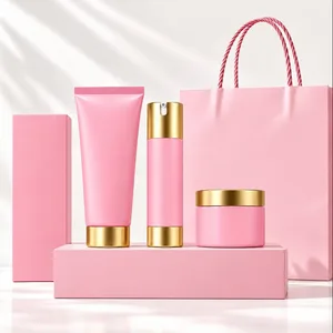 Pembe ve Altın Detaylı Tüp, Airless Şişe ve Kavanoz Koleksiyonu