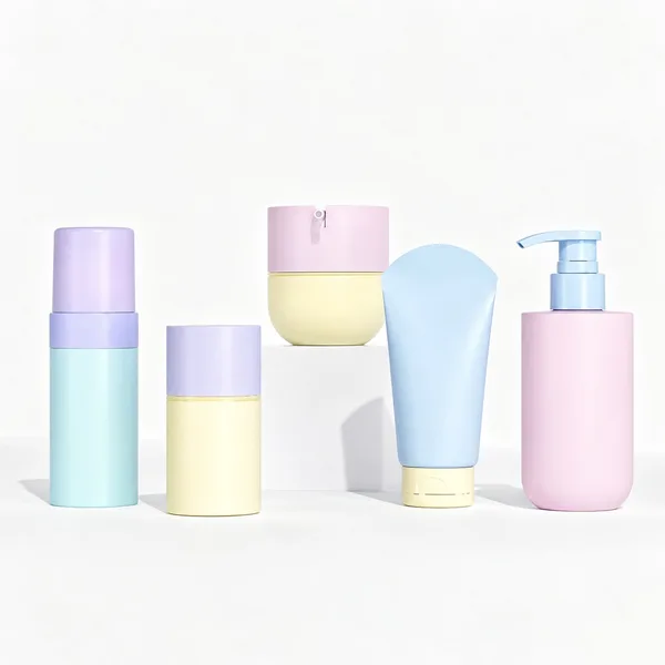 Pastel Renkli Pompa Airless Tüp ve Kavanoz Ambalaj Koleksiyonu (detay)