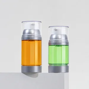 Gümüş Halkalı Şeffaf AS Airless Bakım Şişesi